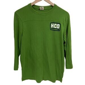 Hollister Green Logo Henley Shirt Size Medium
